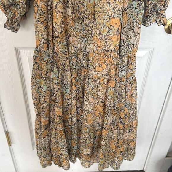 Free People-Feeling Groovie Long Sleeve Floral Maxi Dress Black Cambo Size M NWT - Picture 7 of 8